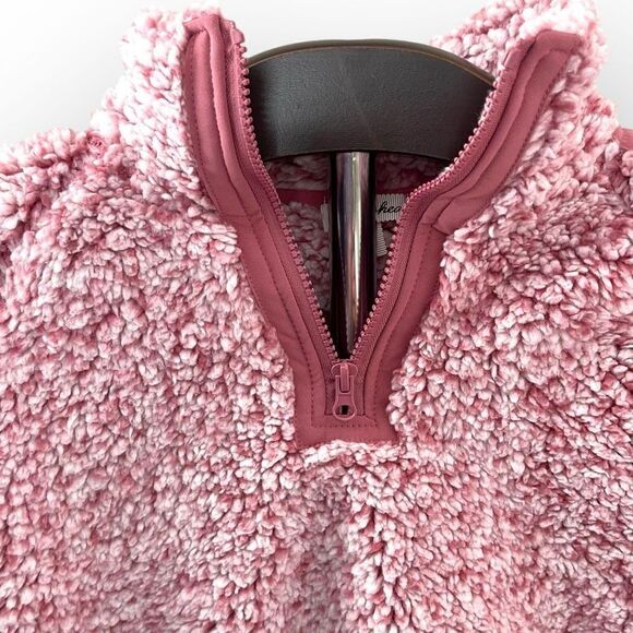 DEREK HEART Faux Sherpa Cropped Quarter Zip Top in Pink Size Small NEW - Picture 6 of 13